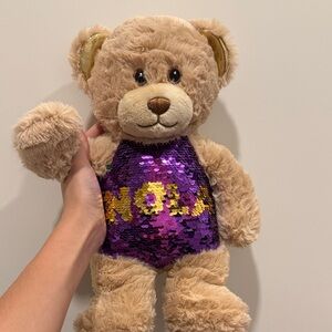 Sparkly Purple and Gold Sequin Teddy Bear